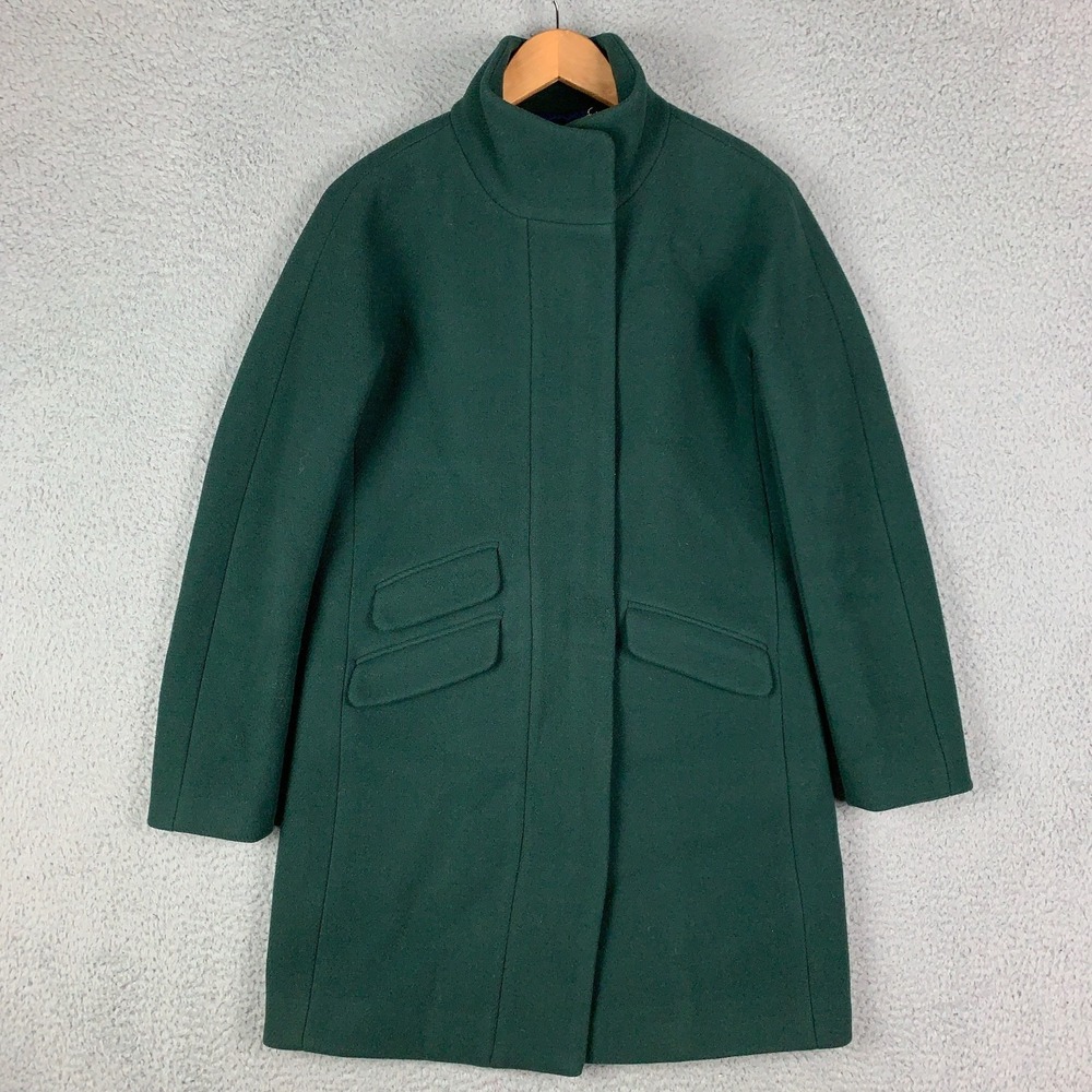 J.Crew Cocoon Coat Women's 0 Green Nello Gori Italian Stadium-Cloth‎ Wool Blend - Picture 2 of 11